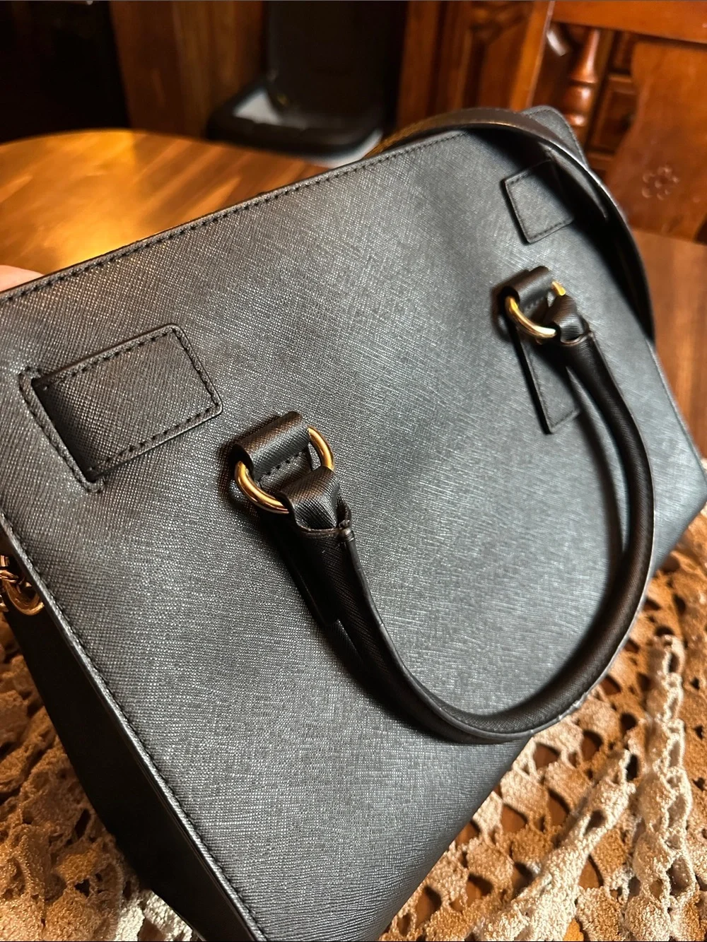 Michael Kors Black Satchel with Gold Hardware
